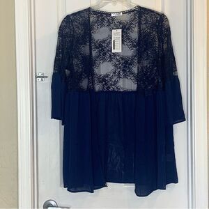 IN’VOLAND Open Front Navy Lightweight Cardigan Size 16W